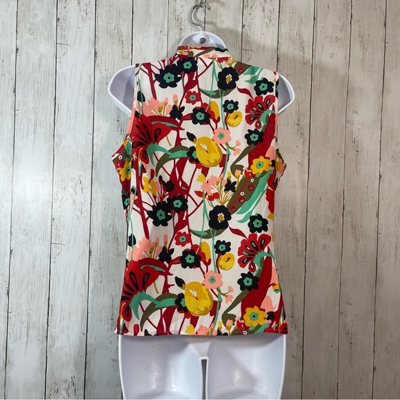 New York & Company Tie at Neck Floral Sleeveless Blouse Small - Picture 4 of 11